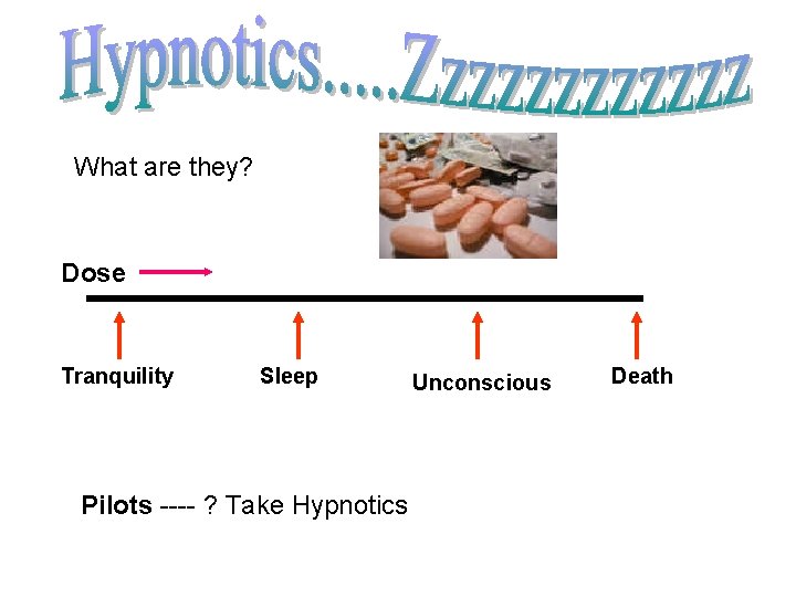 What are they? Dose Tranquility Sleep Pilots ---- ? Take Hypnotics Unconscious Death 
