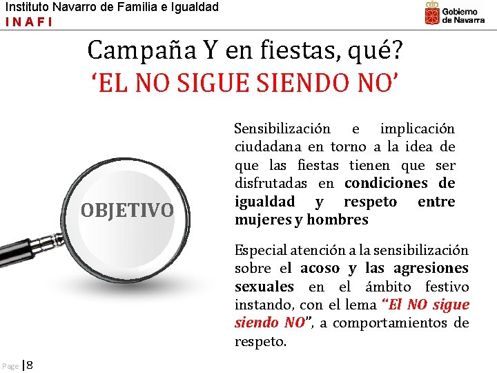 Instituto Navarro de Familia e Igualdad INAFI Campaña Y en fiestas, qué? ‘EL NO
