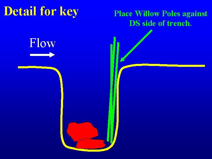Detail for key Flow Place Willow Poles against DS side of trench. 
