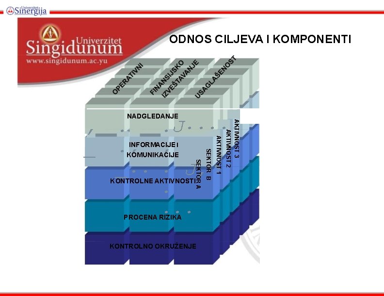 ODNOS CILJEVA I KOMPONENTI SEKTOR A KONTROLNE AKTIVNOSTI PROCENA RIZIKA KONTROLNO OKRUŽENJE , ,