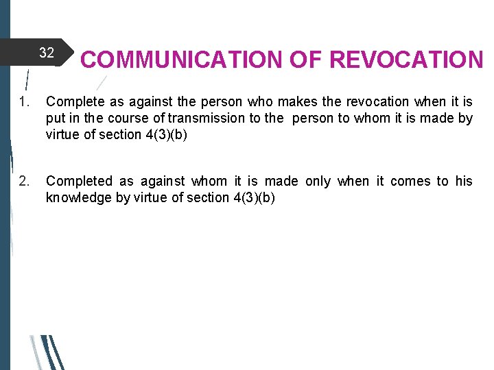 32 COMMUNICATION OF REVOCATION 1. Complete as against the person who makes the revocation