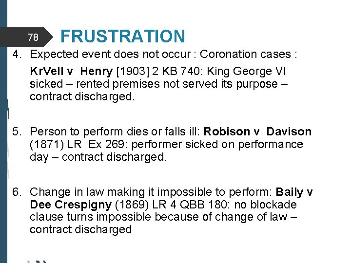 78 FRUSTRATION 4. Expected event does not occur : Coronation cases : Kr. Vell