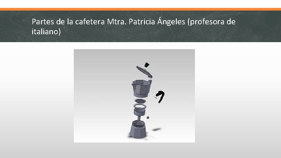 Partes de la cafetera Mtra. Patricia Ángeles (profesora de italiano) 