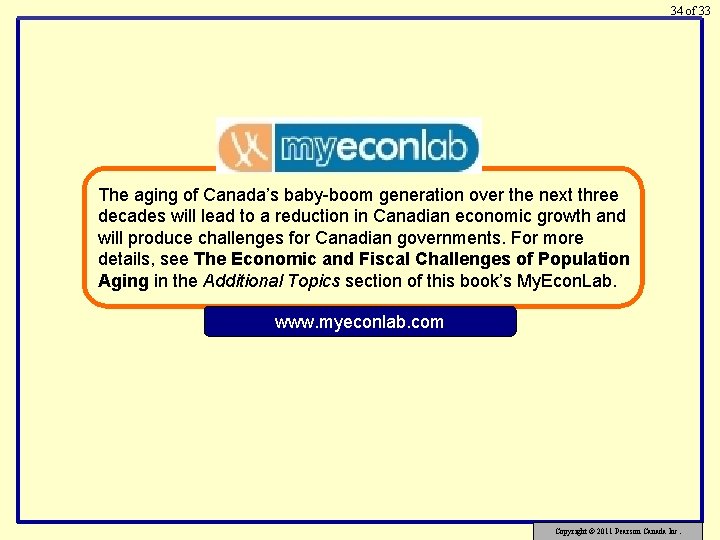 34 of 33 The aging of Canada’s baby-boom generation over the next three decades