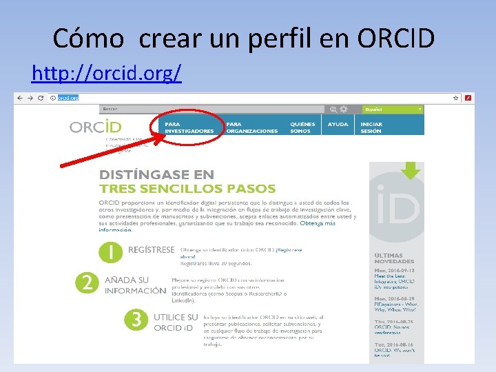 Cómo crear un perfil en ORCID http: //orcid. org/ 