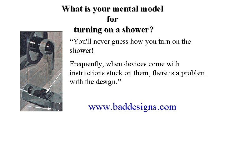 What is your mental model for turning on a shower? “You'll never guess how