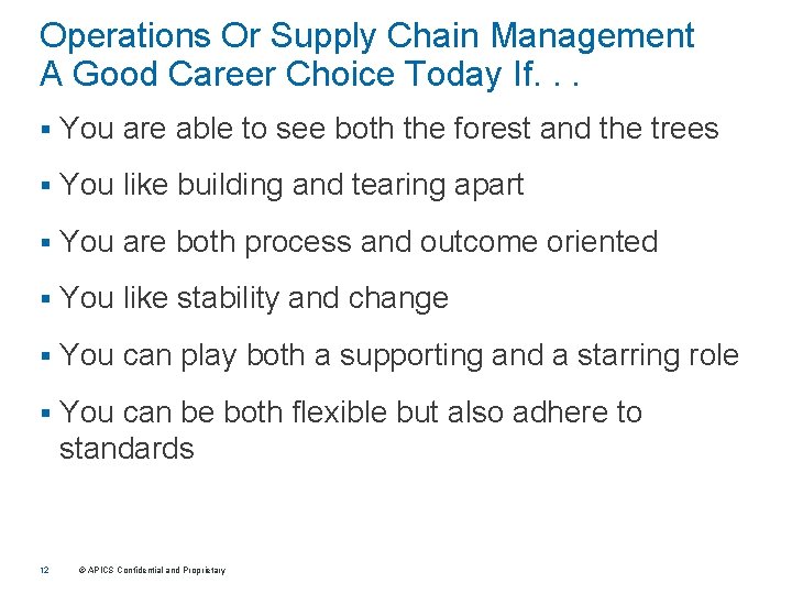 Operations Or Supply Chain Management A Good Career Choice Today If. . . §