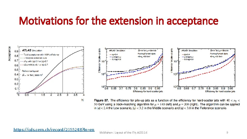 Motivations for the extension in acceptance https: //cds. cern. ch/record/2055248? ln=en Mc. Mahon :