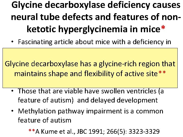 Glycine decarboxylase deficiency causes neural tube defects and features of nonketotic hyperglycinemia in mice*