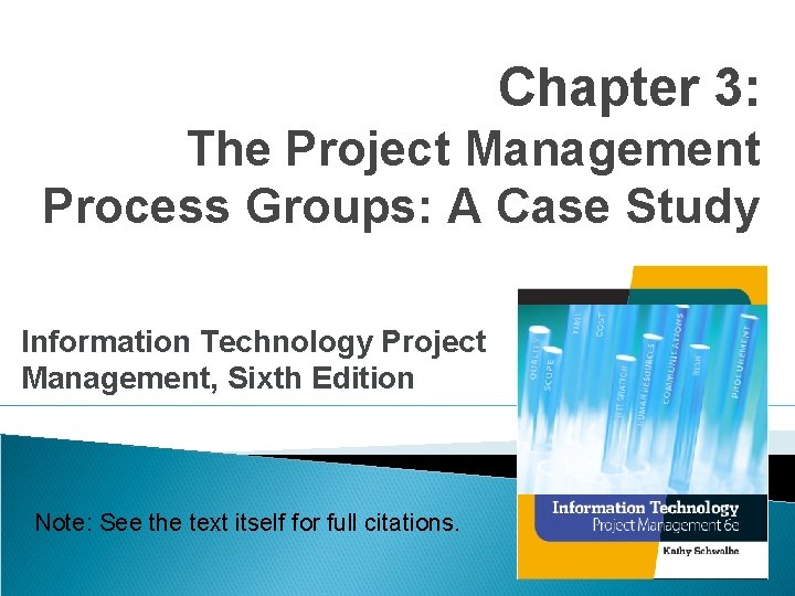 Chapter 3: The Project Management Process Groups: A Case Study Information Technology Project Management,