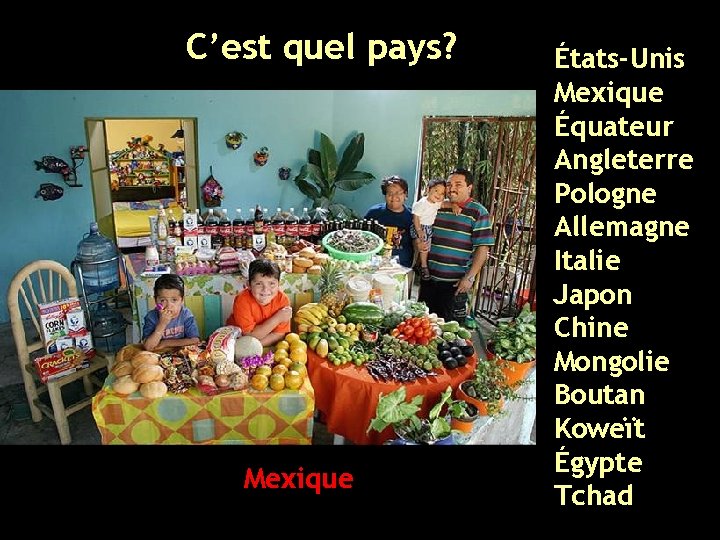 C’est quel pays? Mexique États-Unis Mexique Équateur Angleterre Pologne Allemagne Italie Japon Chine Mongolie