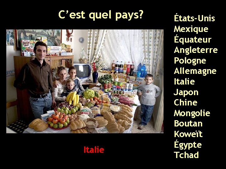 C’est quel pays? Italie États-Unis Mexique Équateur Angleterre Pologne Allemagne Italie Japon Chine Mongolie