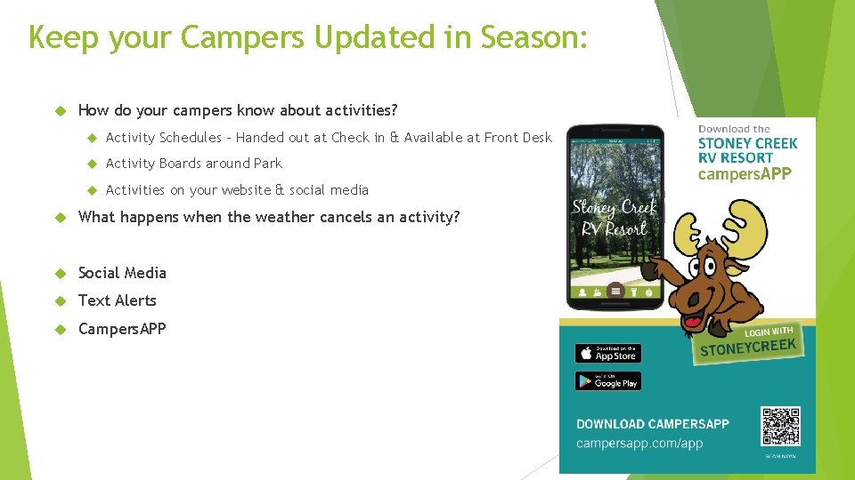 Keep your Campers Updated in Season: How do your campers know about activities? Activity