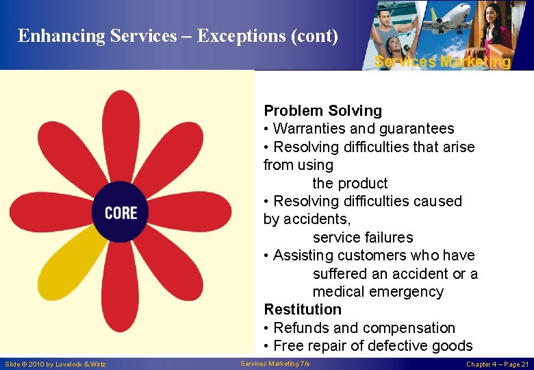 Enhancing Services – Exceptions (cont) Services Marketing Problem Solving • Warranties and guarantees •