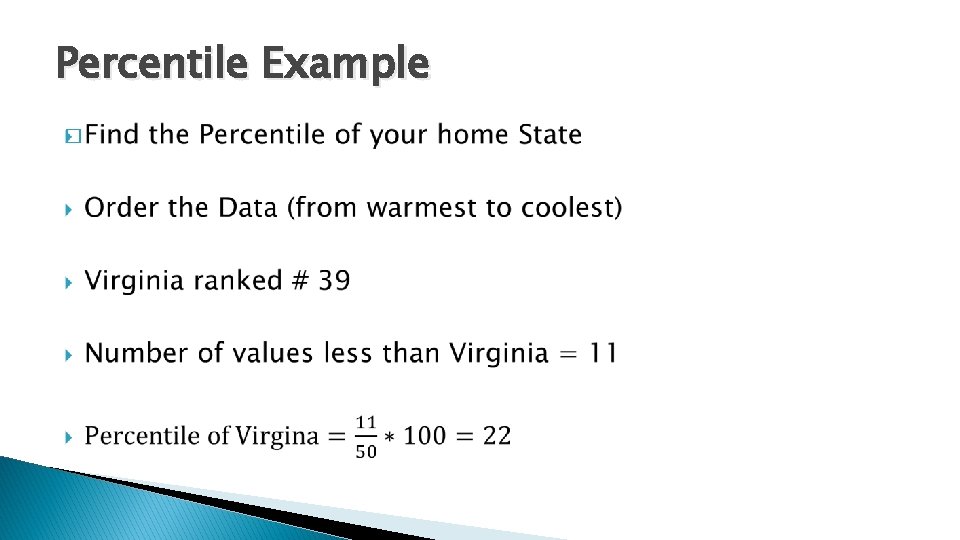 Percentile Example � 