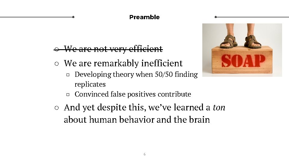 Preamble ○ We are not very efficient ○ We are remarkably inefficient □ Developing