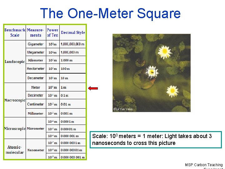 The One-Meter Square Scale: 100 meters = 1 meter: Light takes about 3 nanoseconds
