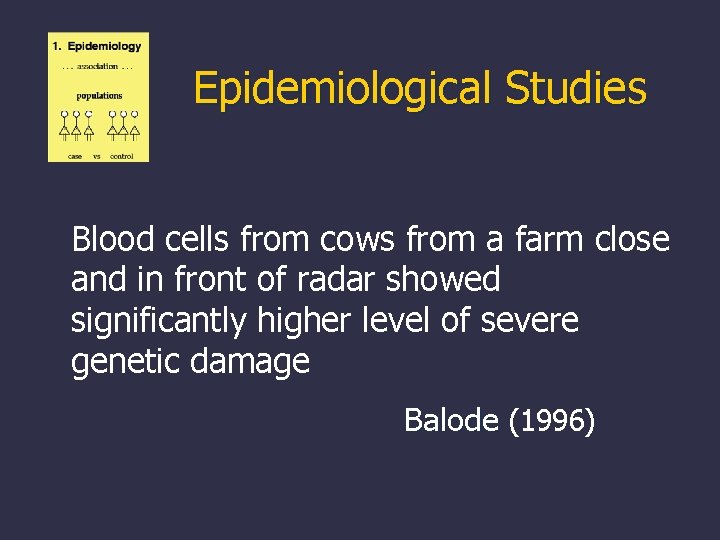 Epidemiological Studies Blood cells from cows from a farm close and in front of