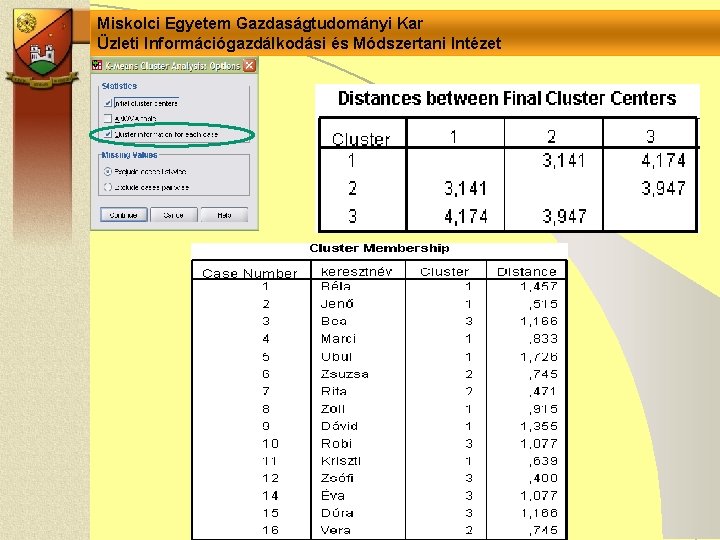 Miskolci Egyetem Gazdaságtudományi Kar Üzleti Információgazdálkodási és Módszertani Intézet 