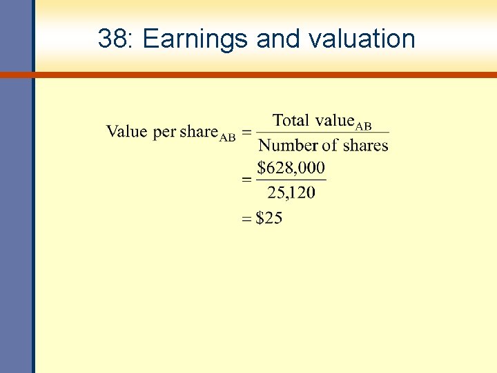 38: Earnings and valuation 