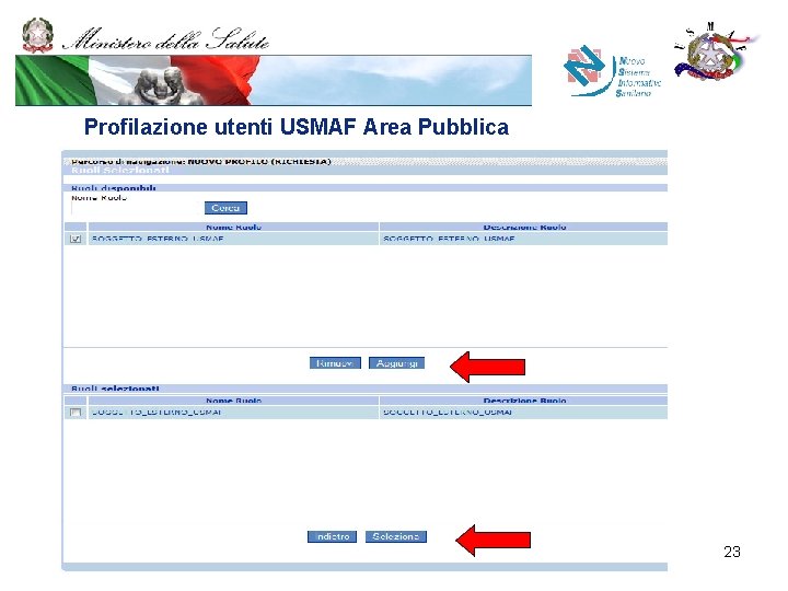 Profilazione utenti USMAF Area Pubblica 23 