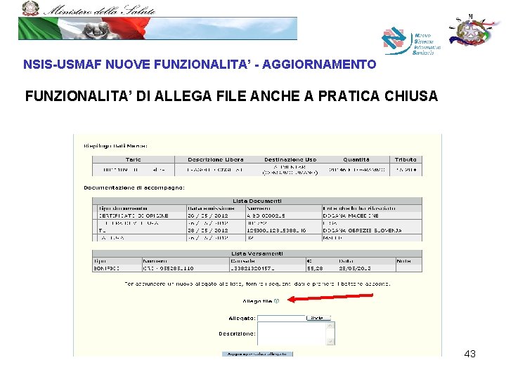 NSIS-USMAF NUOVE FUNZIONALITA’ - AGGIORNAMENTO FUNZIONALITA’ DI ALLEGA FILE ANCHE A PRATICA CHIUSA 43