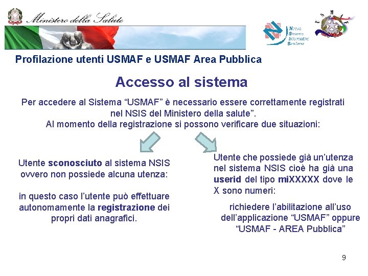 Profilazione utenti USMAF e USMAF Area Pubblica Accesso al sistema Per accedere al Sistema