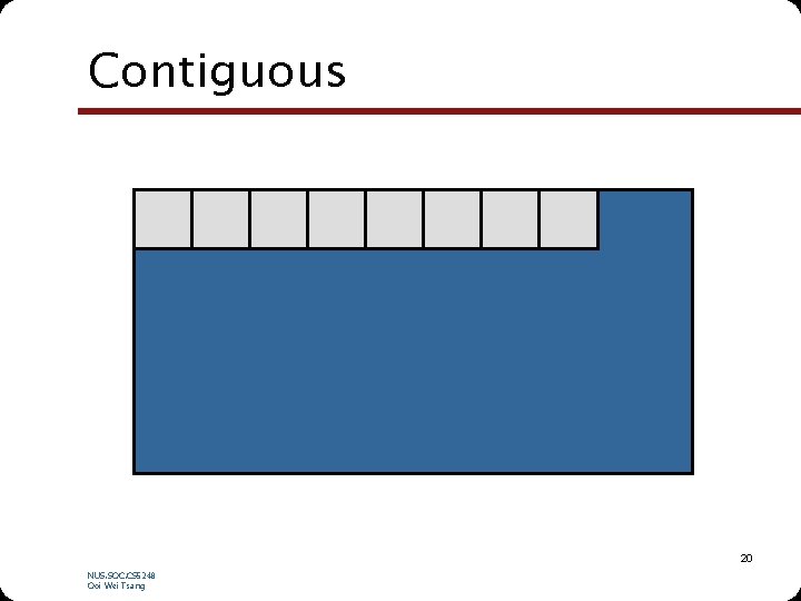 Contiguous 20 NUS. SOC. CS 5248 Ooi Wei Tsang 