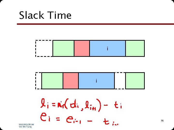 Slack Time i i 75 NUS. SOC. CS 5248 Ooi Wei Tsang 