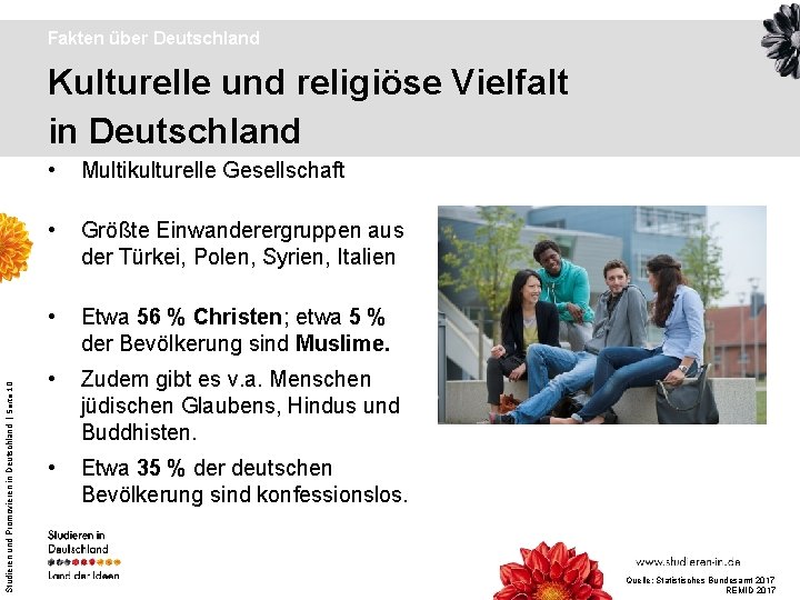 Fakten über Deutschland Studieren und Promovieren in Deutschland | Seite 10 Kulturelle und religiöse