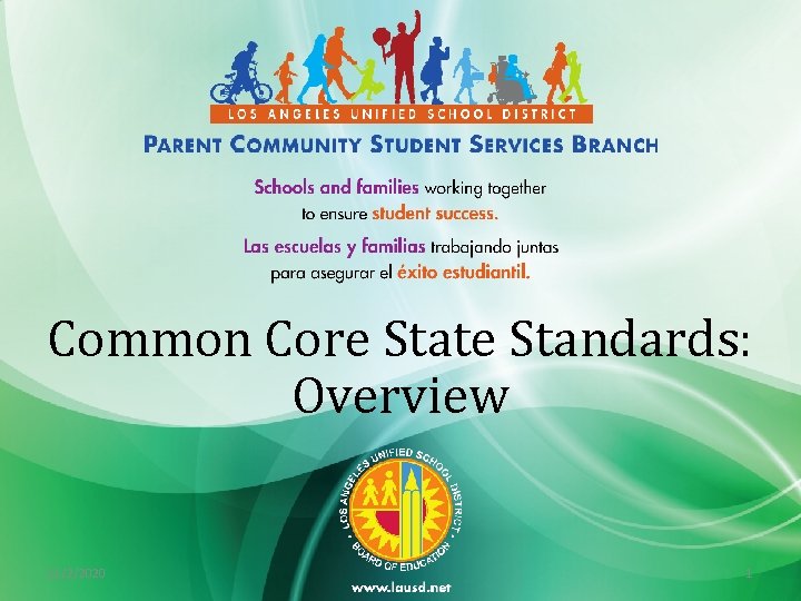 Common Core State Standards: Overview 11/2/2020 1 