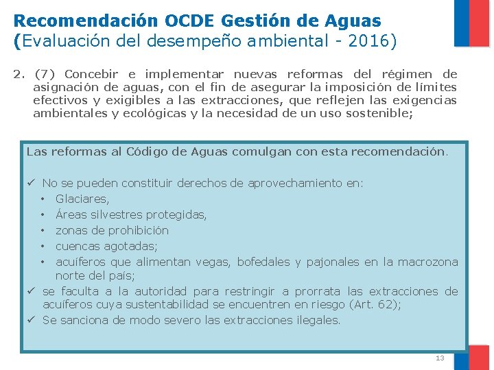 Recomendación OCDE Gestión de Aguas (Evaluación del desempeño ambiental - 2016) 2. (7) Concebir