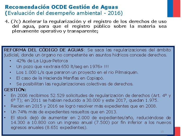 Recomendación OCDE Gestión de Aguas (Evaluación del desempeño ambiental - 2016) 4. (7 c)