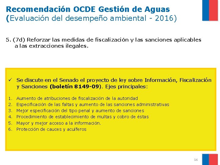 Recomendación OCDE Gestión de Aguas (Evaluación del desempeño ambiental - 2016) 5. (7 d)