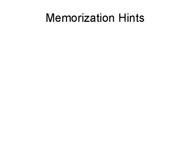 Memorization Hints 