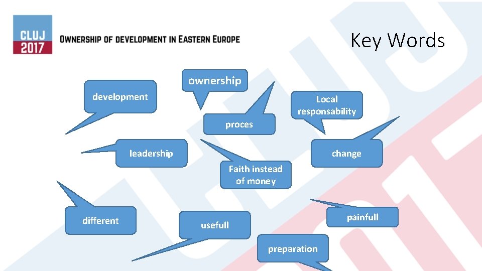 Key Words ownership development Local responsability proces leadership change Faith instead of money different