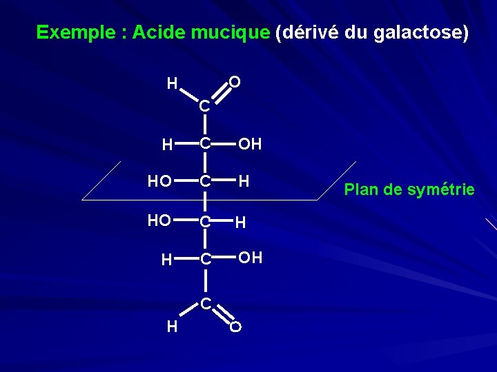 Exemple : Acide mucique (dérivé du galactose) O H C HO HO C H
