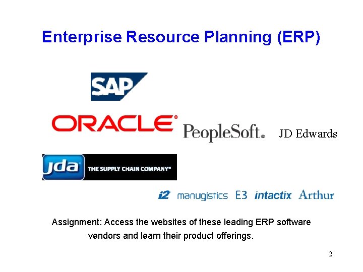 Enterprise Resource Planning (ERP) JD Edwards Assignment: Access the websites of these leading ERP