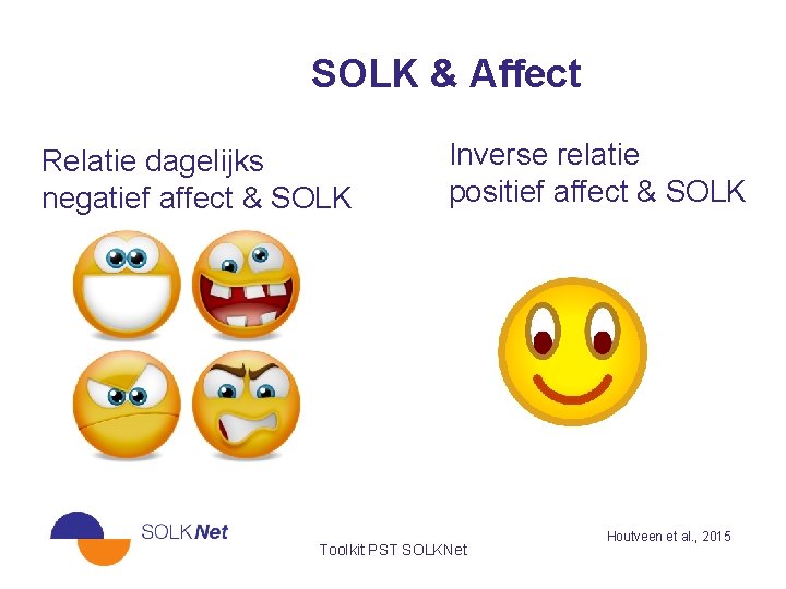 SOLK & Affect Relatie dagelijks negatief affect & SOLK Inverse relatie positief affect &