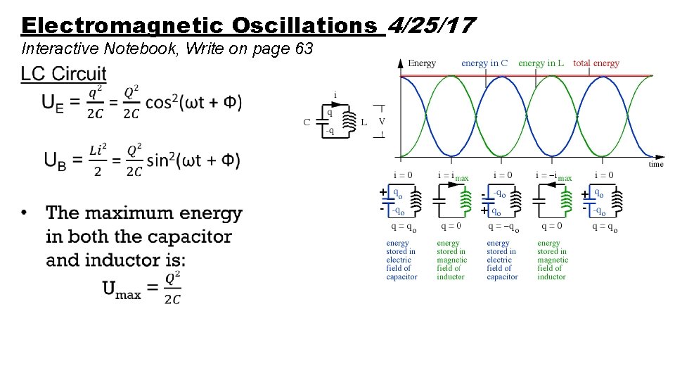 Electromagnetic Oscillations 4/25/17 Interactive Notebook, Write on page 63 
