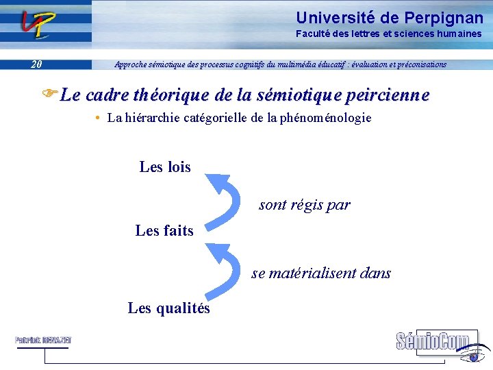 Université de Perpignan Faculté des lettres et sciences humaines 20 Approche sémiotique des processus