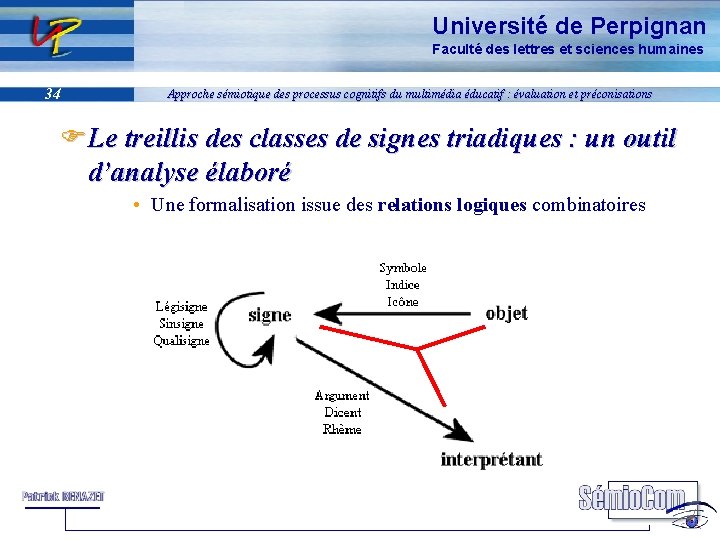 Université de Perpignan Faculté des lettres et sciences humaines 34 Approche sémiotique des processus