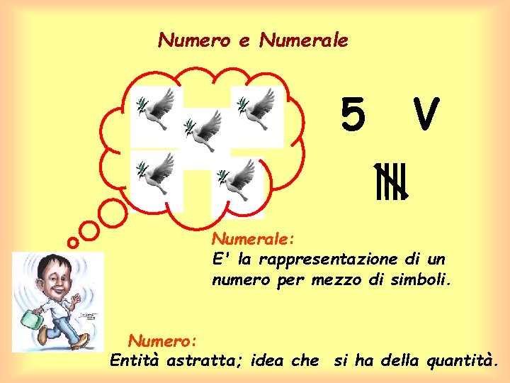 Numero e Numerale 5 V Numerale: E' la rappresentazione di un numero per mezzo