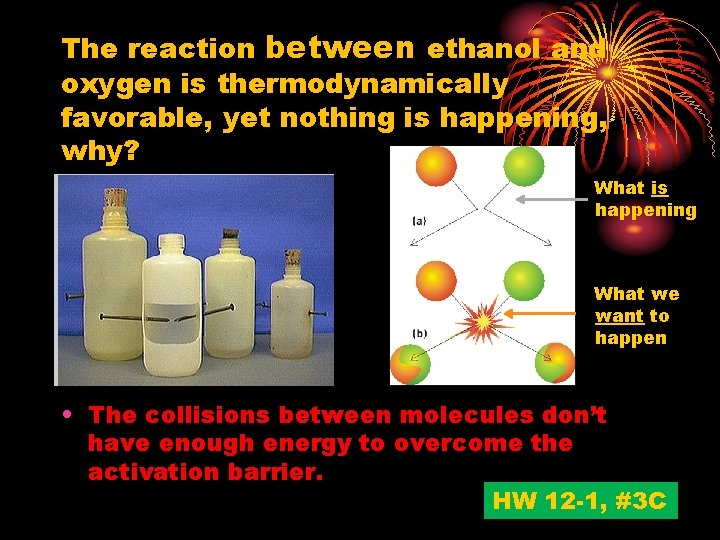 The reaction between ethanol and oxygen is thermodynamically favorable, yet nothing is happening, why?