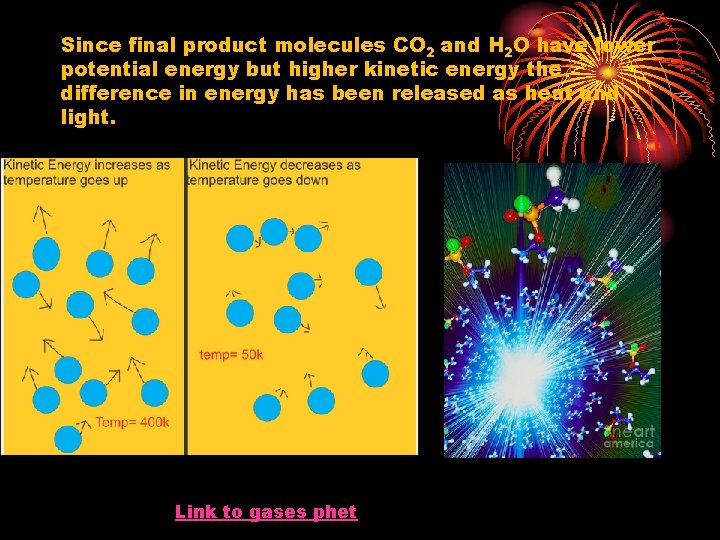 Since final product molecules CO 2 and H 2 O have lower potential energy
