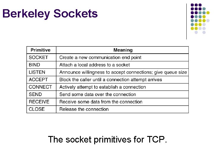 Berkeley Sockets The socket primitives for TCP. 