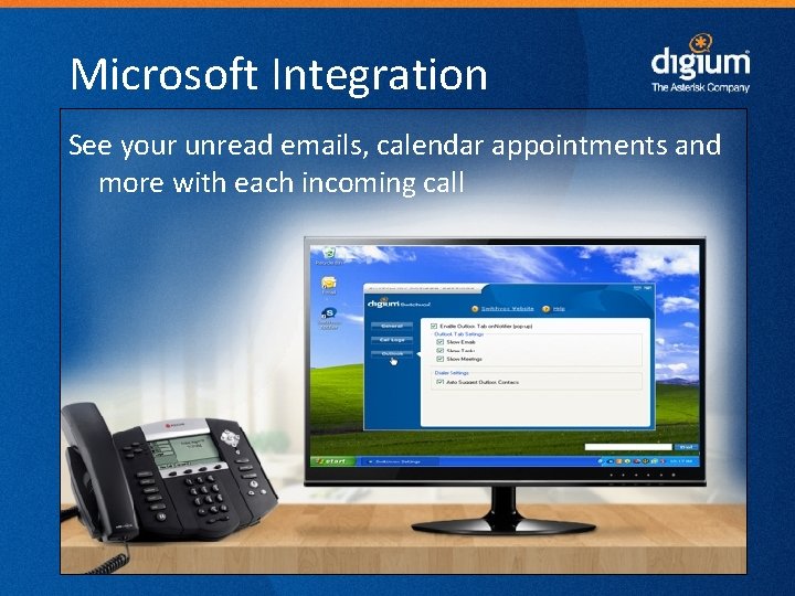 Microsoft Integration See your unread emails, calendar appointments and more with each incoming call