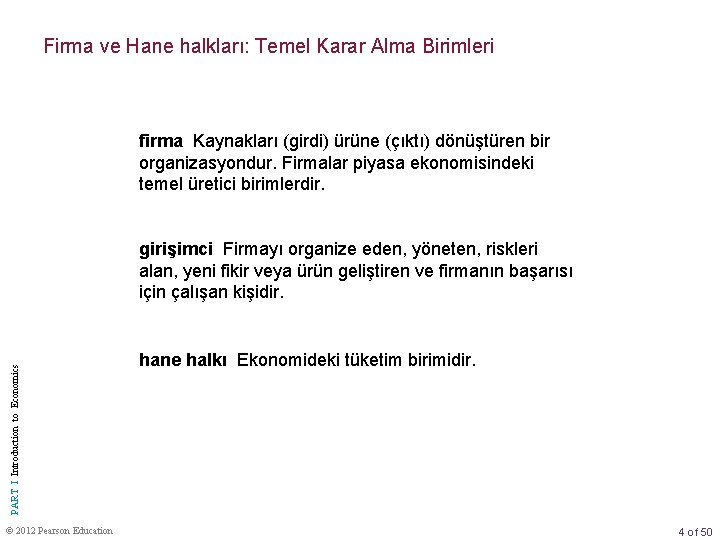 Firma ve Hane halkları: Temel Karar Alma Birimleri firma Kaynakları (girdi) ürüne (çıktı) dönüştüren