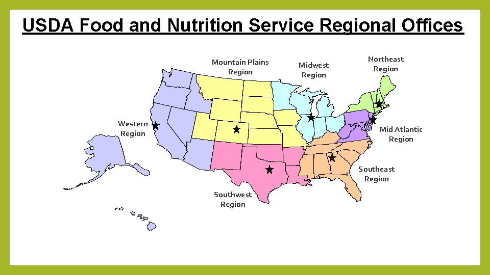 USDA Food and Nutrition Service Regional Offices FNS Regional Offices Mountain Plains Region Western