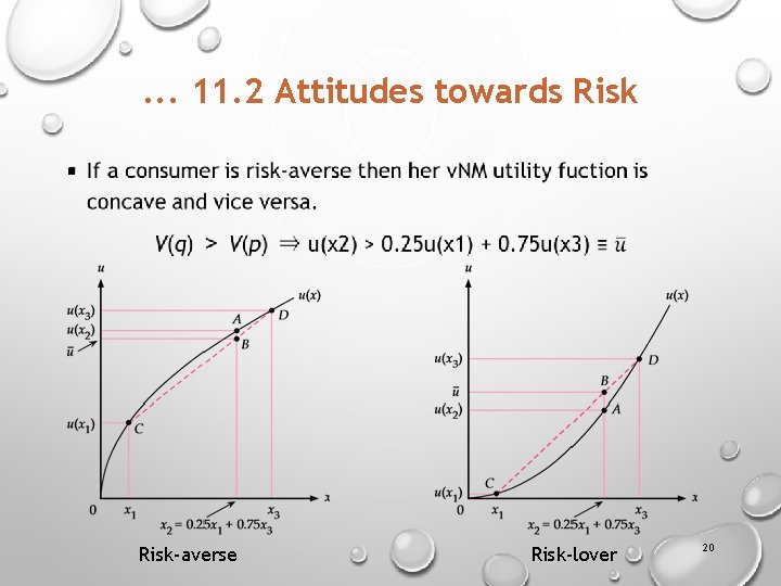 . . . 11. 2 Attitudes towards Risk § Risk-averse Risk-lover 20 